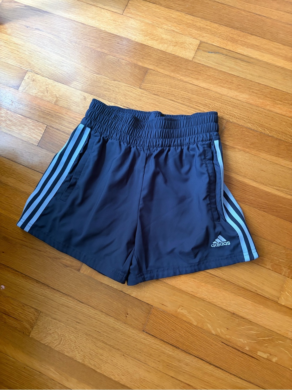 adidas Navy Athletic Shorts with Light Blue Side Stripes